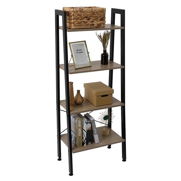 4 Tiers Industrial Ladder Shelf,Bookshelf, Storage Rack Shelf for Office, Bathroom, Living Room，Gray Color