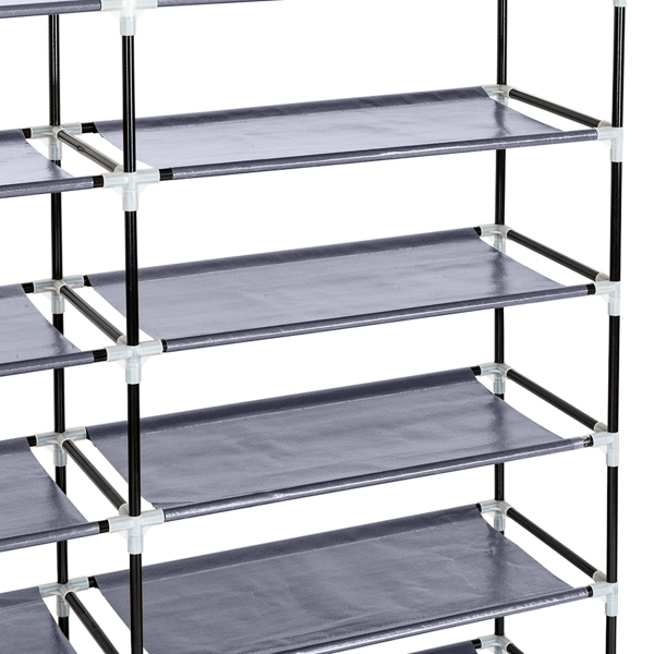 7 Tiers Portable Shoe Rack Closet Fabric Cover Shoe Storage Organizer Cabinet Gray