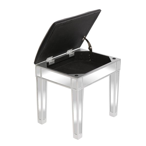 Modern Style Mirrored Vanity Stool Black