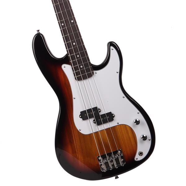 【Do Not Sell on Amazon】Glarry GST Volle Größe Bassgitarre für Einsteiger in Elegantem Design-- Lindenholz Gitarrenkörper, Einzelspule Gitarren-Tonabnehmer, Sunburst 