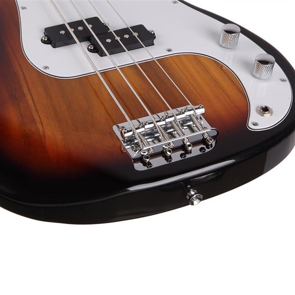 【Do Not Sell on Amazon】Glarry GST Volle Größe Bassgitarre für Einsteiger in Elegantem Design-- Lindenholz Gitarrenkörper, Einzelspule Gitarren-Tonabnehmer, Sunburst 