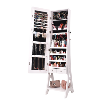  Full Mirror Makeup Mirror Cabinet 2-Pull 4-Layer Storage Cabinet Can Be Placed On The Base Of The Floor, Painted Jewelry Mirror Cabinet White 关键字