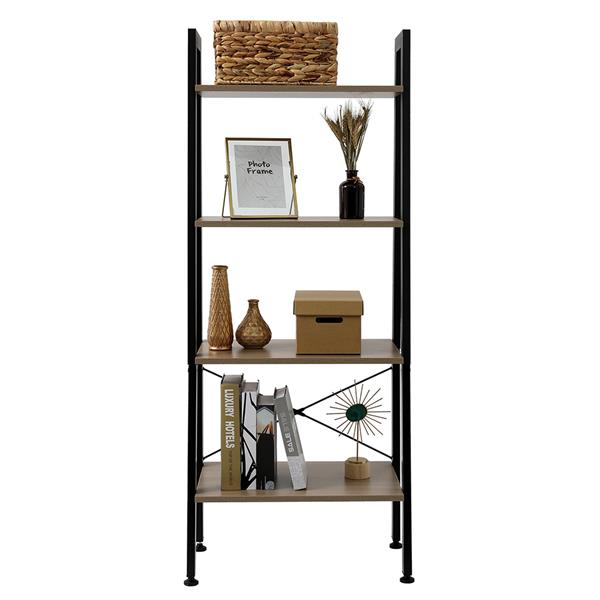 4 Tiers Industrial Ladder Shelf,Bookshelf, Storage Rack Shelf for Office, Bathroom, Living Room，Gray Color