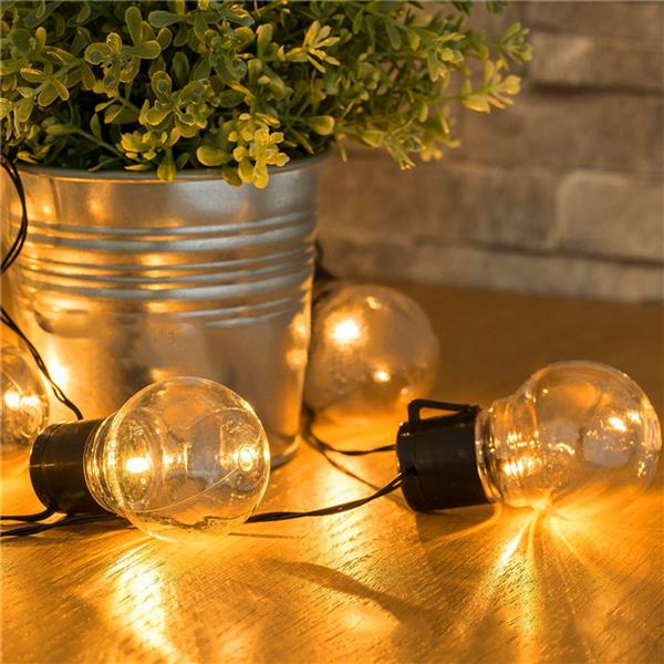 Solar 10LED F5 Straw Hat Lamp Bead Bubble Ball Lamp String 3.35M (Lead Wire 2m, 15cm Spacing) 1.2V 100mA Warm White Light ZC001340