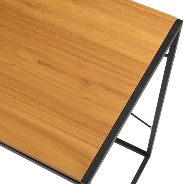 Light Walnut Wood MDF with Triamine 100*50*75cm Computer Desk Black Paint