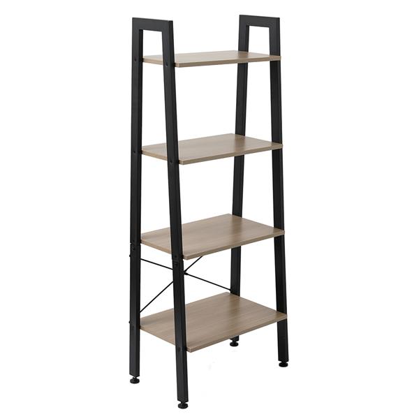 4 Tiers Industrial Ladder Shelf,Bookshelf, Storage Rack Shelf for Office, Bathroom, Living Room，Gray Color