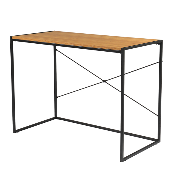 Light Walnut Wood MDF with Triamine 100*50*75cm Computer Desk Black Paint