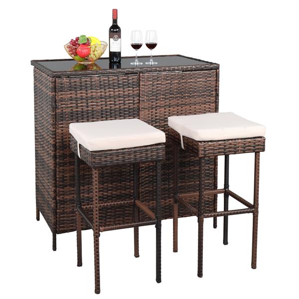 Bar Table And Bar Stool Three-Piece Set Brown Gradient