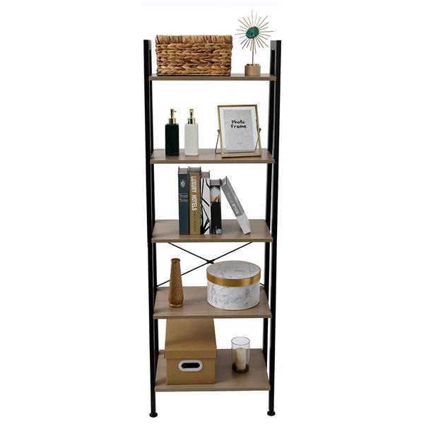 5 Tiers Industrial Ladder Shelf,Bookshelf, Storage Rack Shelf for Office, Bathroom, Living Room，Gray Color