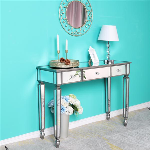 Three Drawers Mirror Table Dressing Table Console Table