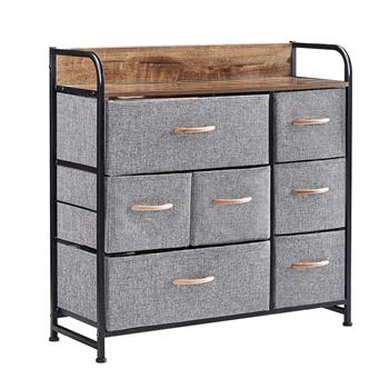 7 Drawer Dresser, Dresser Organizer, Fabric Dressers for Bedroom, Storage Tower for Hallway, Entryway, Closets, Sturdy Steel Frame, Wood Top & Handles