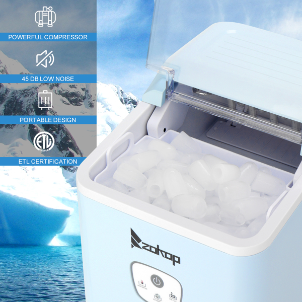 120V 120W 26lbs/12kg/24h Ice Maker Blue Plastic Transparent Lid/Button Type Household