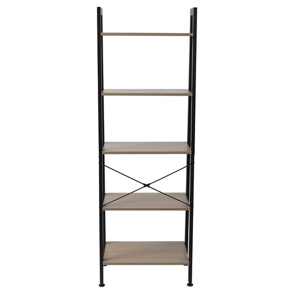 5 Tiers Industrial Ladder Shelf,Bookshelf, Storage Rack Shelf for Office, Bathroom, Living Room，Gray Color