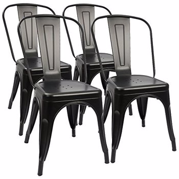 a Set of 4, Navy Chairs, Metal Chairs, Dining Chairs, Restaurant/Beach Chairs, Black