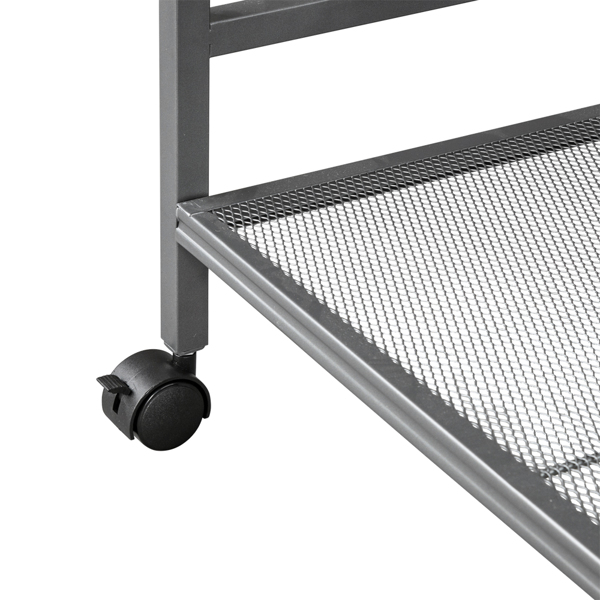  Rustic Industrial Style 4-Shelf Mesh Iron Shelving Unit Storage Rack with Casters Grey