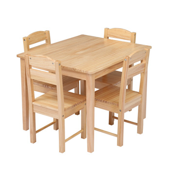 Children\\'s Wooden Table And Chair Set Pine (One Table With Four Chairs)