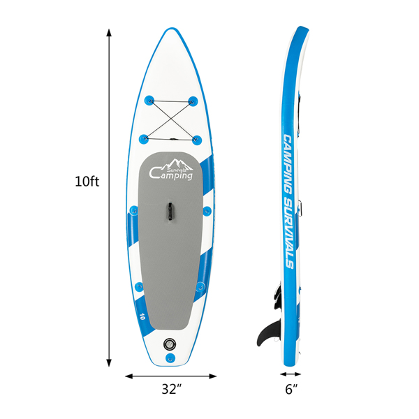 10 Feet Paddle Board Inflatable Surfboard Blue and White
