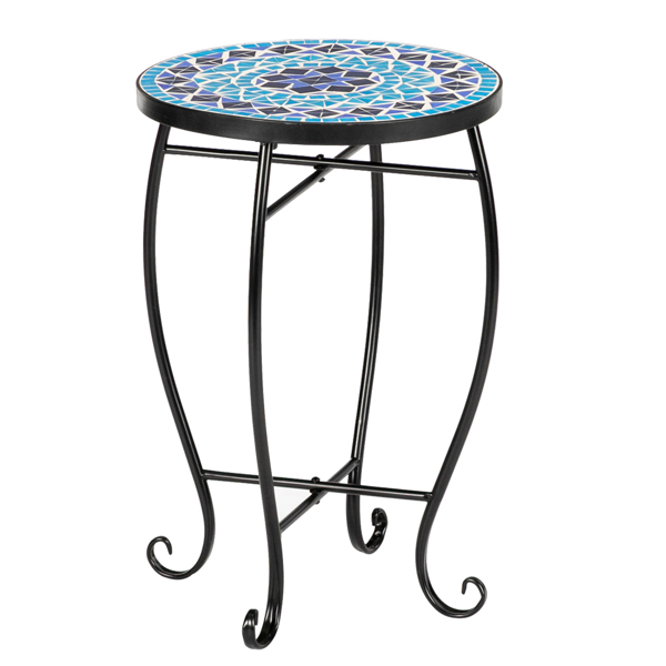 Inlaid With Diamond-Colored Sea Mosaics With Round Terrace Bistro Tables