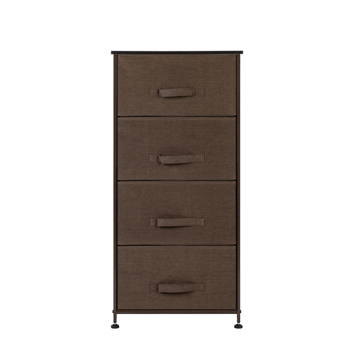 4-Tier Dresser Tower, Fabric Drawer Organizer With 4 Easy Pull Drawers With Metal Frame,Wooden Tabletop For Living Room, Closet, Brown