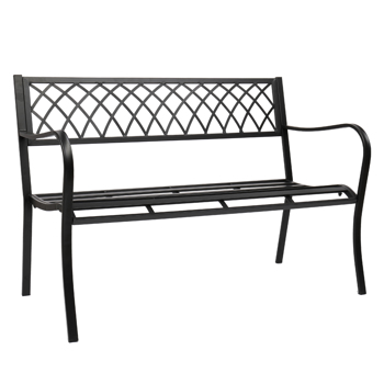 47\\" Patio Park Garden Bench Porch Path Chair Outdoor Deck Iron Frame Black