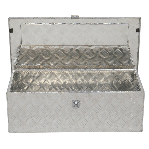 30" Truck Bed Underbody Aluminum Tool Box with Keys 5 Tendon Pattern Aluminum Plate