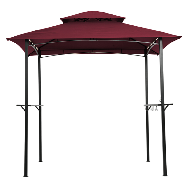 Outdoor Grill Gazebo 8 x 5 Ft, Shelter Tent, Double Tier Soft Top Canopy and Steel Frame with hook and Bar Counters,Burgundy [Sale to Temu is Banned.Weekend can not be shipped, order with caution]