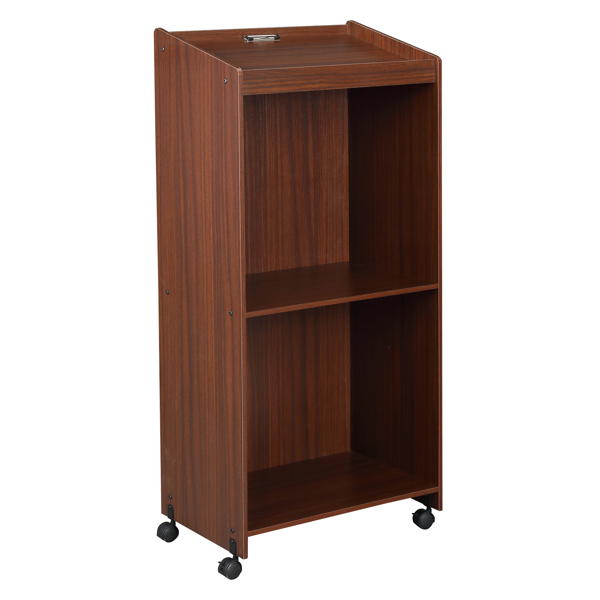 Wooden Removable With Compartments Podium Table Walnut