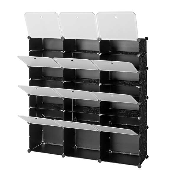7-Tier Portable 42 Pair Shoe Rack Organizer 21 Grids Tower Shelf Storage Cabinet Stand Expandable for Heels, Boots, Slippers, Black