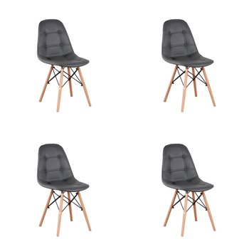 Set of 4 PU Leather/Velvet Ergonomic Dining Chair with Metal Frame and Beech Wood Legs for Dining Room, Office, Living Room, Bedroom, Gray