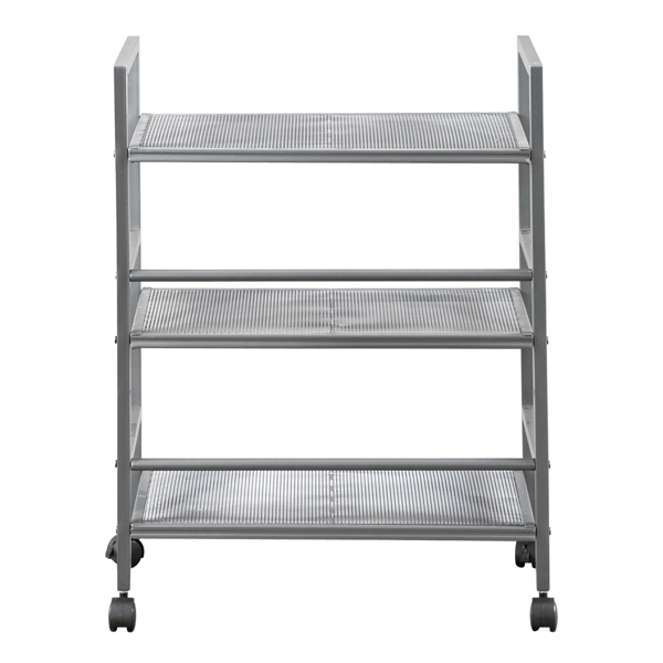 Hodely 3-Shelf Mesh Iron Shelving Unit with Casters for Home Kitchen Office Grey