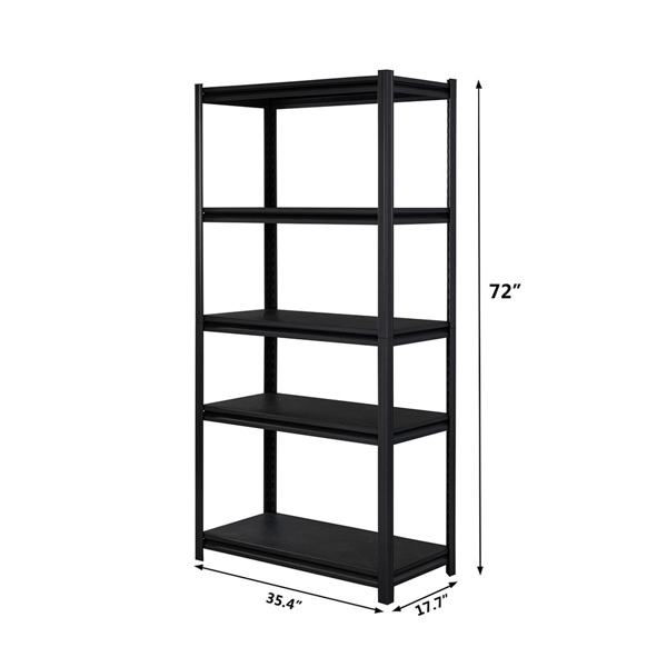 Heavy Duty Steel Frame 5-Tier Organizer with Adjustable Shelves Matt black