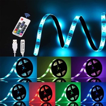 RGB Led Strip Lights,5050 RGB Strip Lights for Bedroom TV Backlight Kit Colorful Light Bar Remote Control Lighting Kit 200cm Flexible Waterproof Ribbon Light