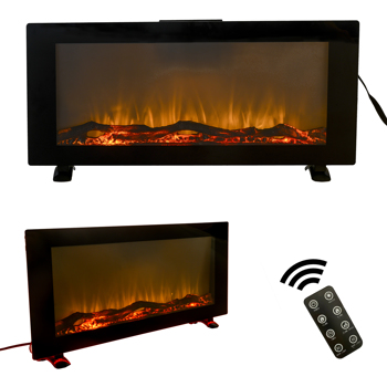 42 Inches Wall-Mounted Electronic Fireplace,10 Colors Backlight,CSA Certification,Black