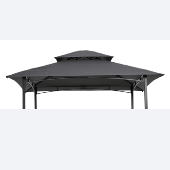 8x5Ft Grill Gazebo Replacement Canopy,Double Tiered BBQ Tent Roof Top Cover,Grey [Sale to Temu is Banned.Weekend can not be shipped, order with caution]