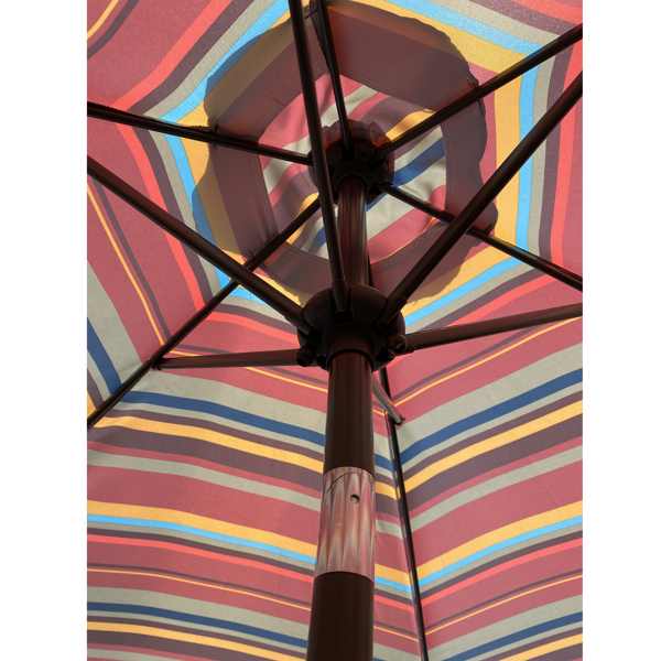 Outdoor Patio 8.6-Feet Market Table Umbrella with Push Button Tilt and Crank, Red Stripes[Umbrella Base is not Included]