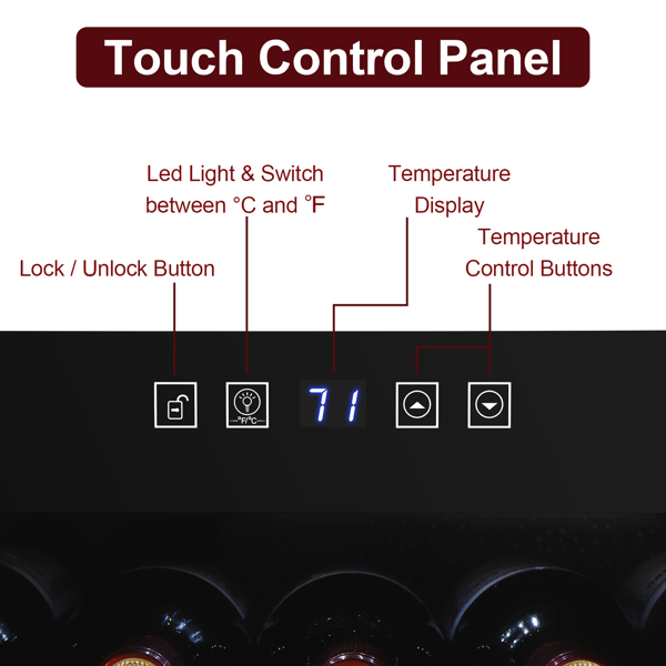 ZOKOP JC-85 115V 85W 3.0cu.ft/85l  Electronic Wine Cabinet Cold Rolled Sheet Transparent Glass Door / 16Bottle with Display Black