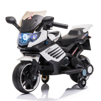 Single Drive 6V 4.5A.h Children\\'s Motorcycle without Remote Control White