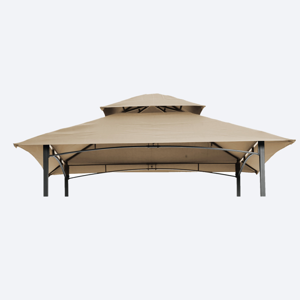 8x5Ft Grill Gazebo Replacement Canopy,Double Tiered BBQ Tent Roof Top Cover,Beige [Sale to Temu is Banned.Weekend can not be shipped, order with caution]