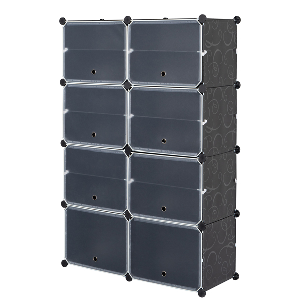 7-Tier Portable 28 Pair Shoe Rack Organizer 14 Grids Tower Shelf Storage Cabinet Stand Expandable for Heels, Boots, Slippers, Black