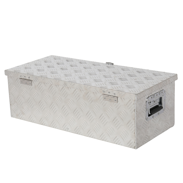 30" Truck Bed Underbody Aluminum Tool Box with Keys 5 Tendon Pattern Aluminum Plate