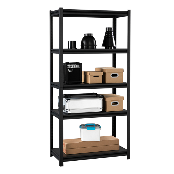 Heavy Duty Steel Frame 5-Tier Organizer with Adjustable Shelves Matt black