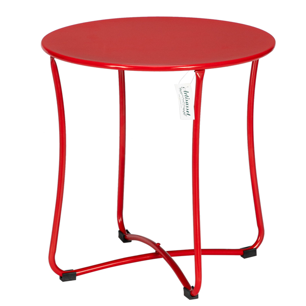 18" Metal Countertop Small Round Table Terrace Wrought Iron Side Table Red