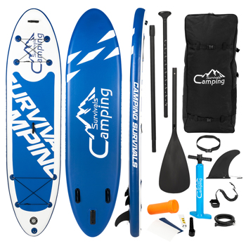 11\\' Adult Inflatable SUP Stand Up Paddle Board White & Dark Blue & Black