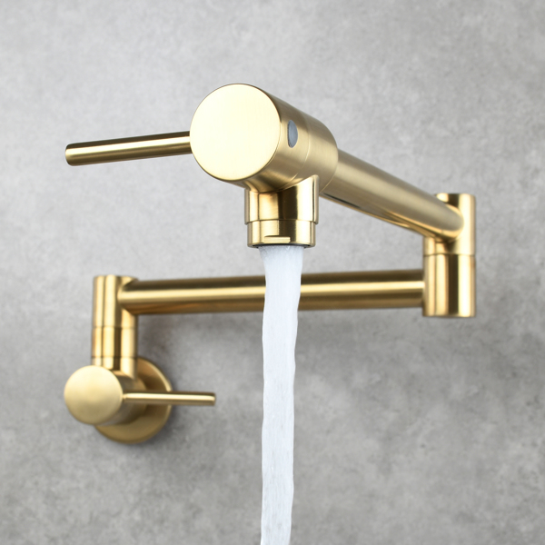 Brass Foldable Kitchen Faucet Rotatable Tap Only for Cold Water Brushed Gold