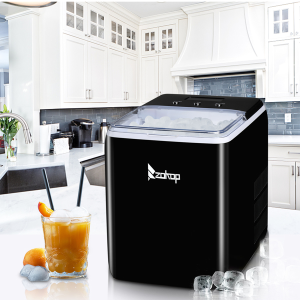 120V 150W 44lbs/20kg/24h Ice Maker Black Plastic Transparent Cover/Display Commercial/Household