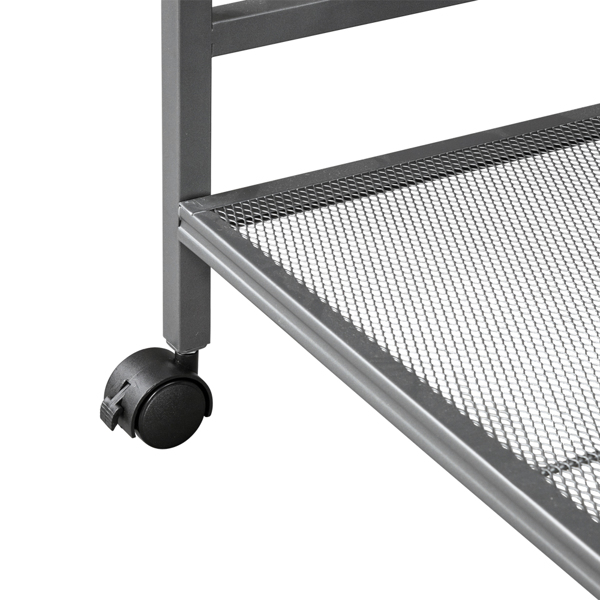 Hodely Rustic Industrial Style 4-Shelf Mesh Iron Shelving Unit Storage Rack with Casters Grey