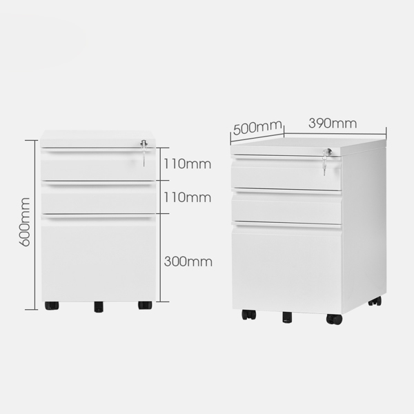 39cm Gooseneck Office File Cabinet White