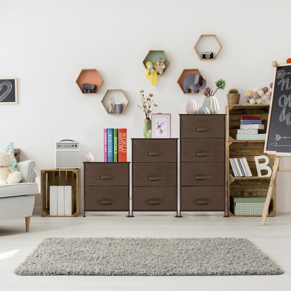 4-Tier Dresser Tower, Fabric Drawer Organizer With 4 Easy Pull Drawers With Metal Frame,Wooden Tabletop For Living Room, Closet, Brown