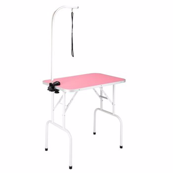 32\\" Foldable Pet Grooming Table with Adjustable Arm Pink