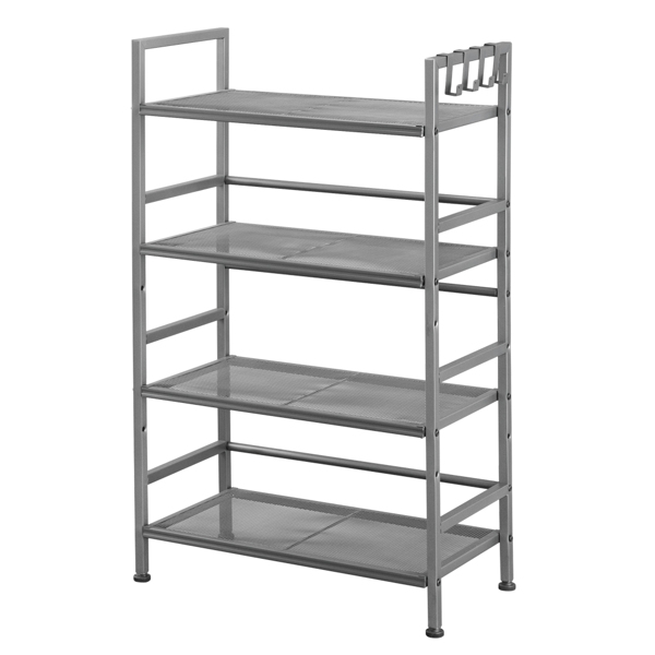 Hodely Rustic Industrial Style 4-Shelf Mesh Iron Shelving Unit Storage Rack with Casters Grey